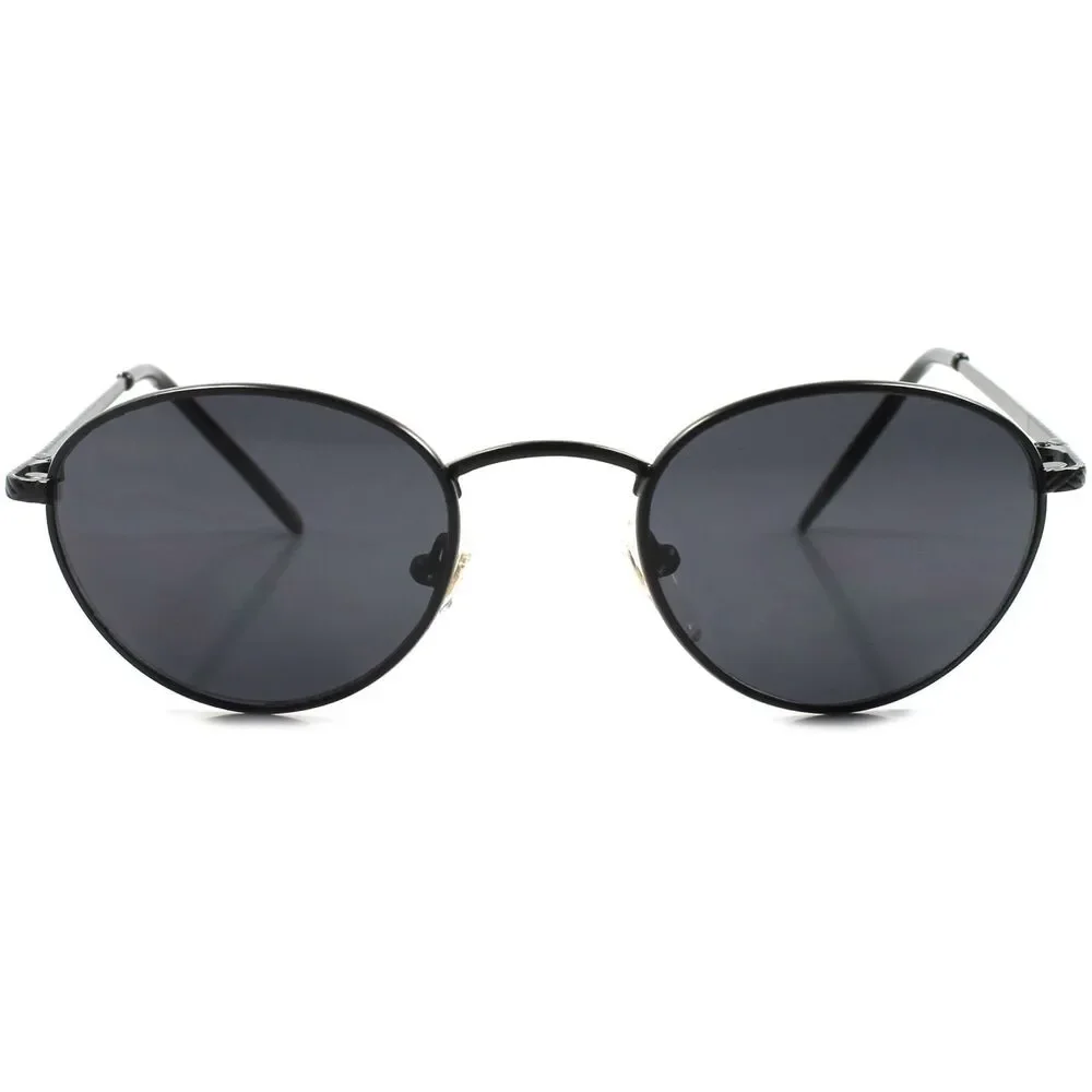 Deadstock Classic True Vintage Indie Mens Womens Black Oval Round Sunglasses